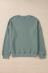 Clearly Aqua Waffle Knit Drop Shoulder V Neck Top